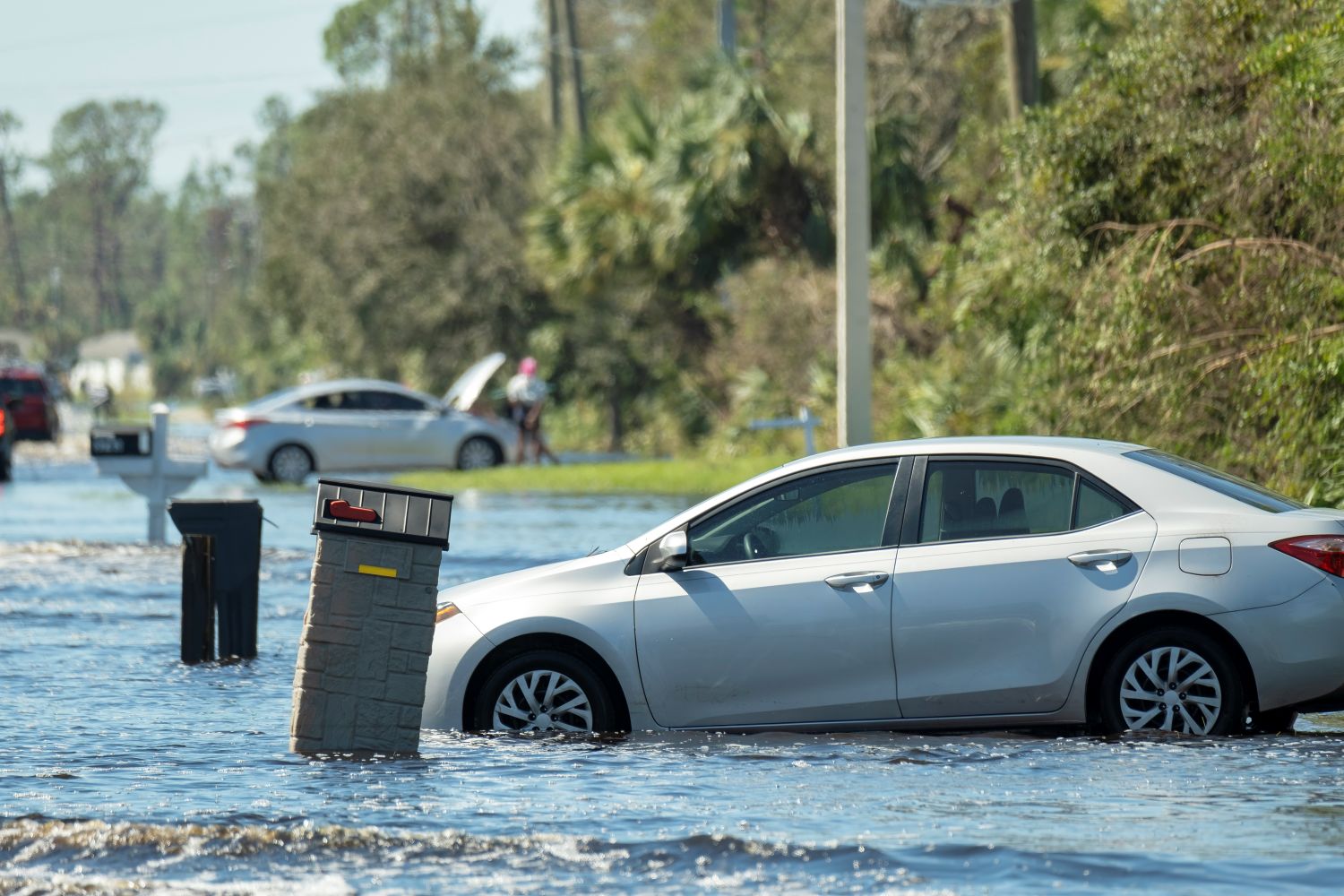 Car stuck in a flood